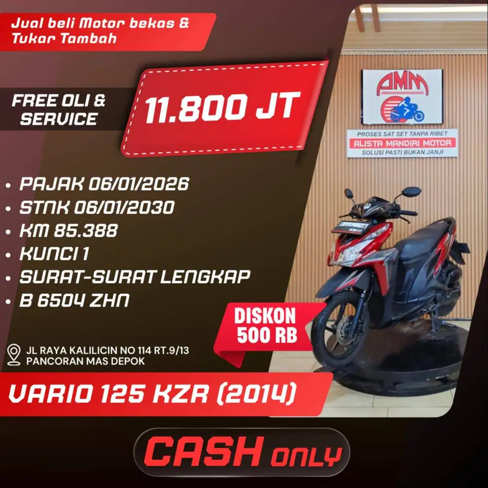 VARIO KZR TH 2014 CASH/TRADE IN/BAYAR PAKAI CC/PAYLATER