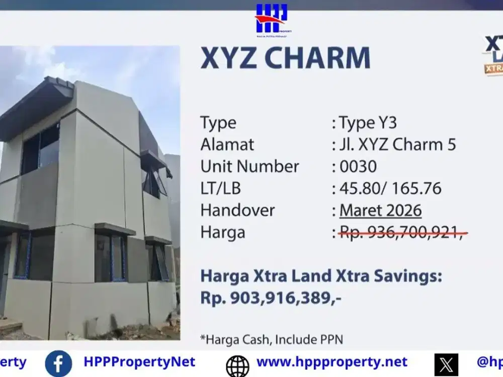 Park Serpong – XTRA Land, XTRA Savings | XYZ CHARM – Type Y3
