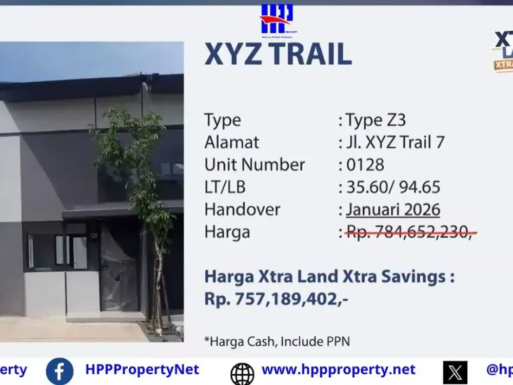 Park Serpong – XTRA Land, XTRA Savings | XYZ TRAIL – Type Z3