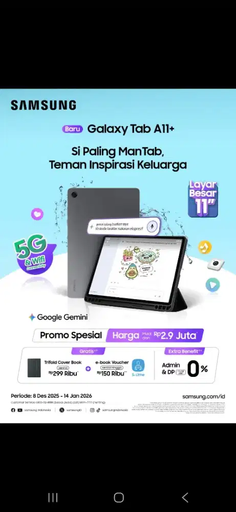 SAMSUNG TAB A11+ WIFI 6+6/128 GB