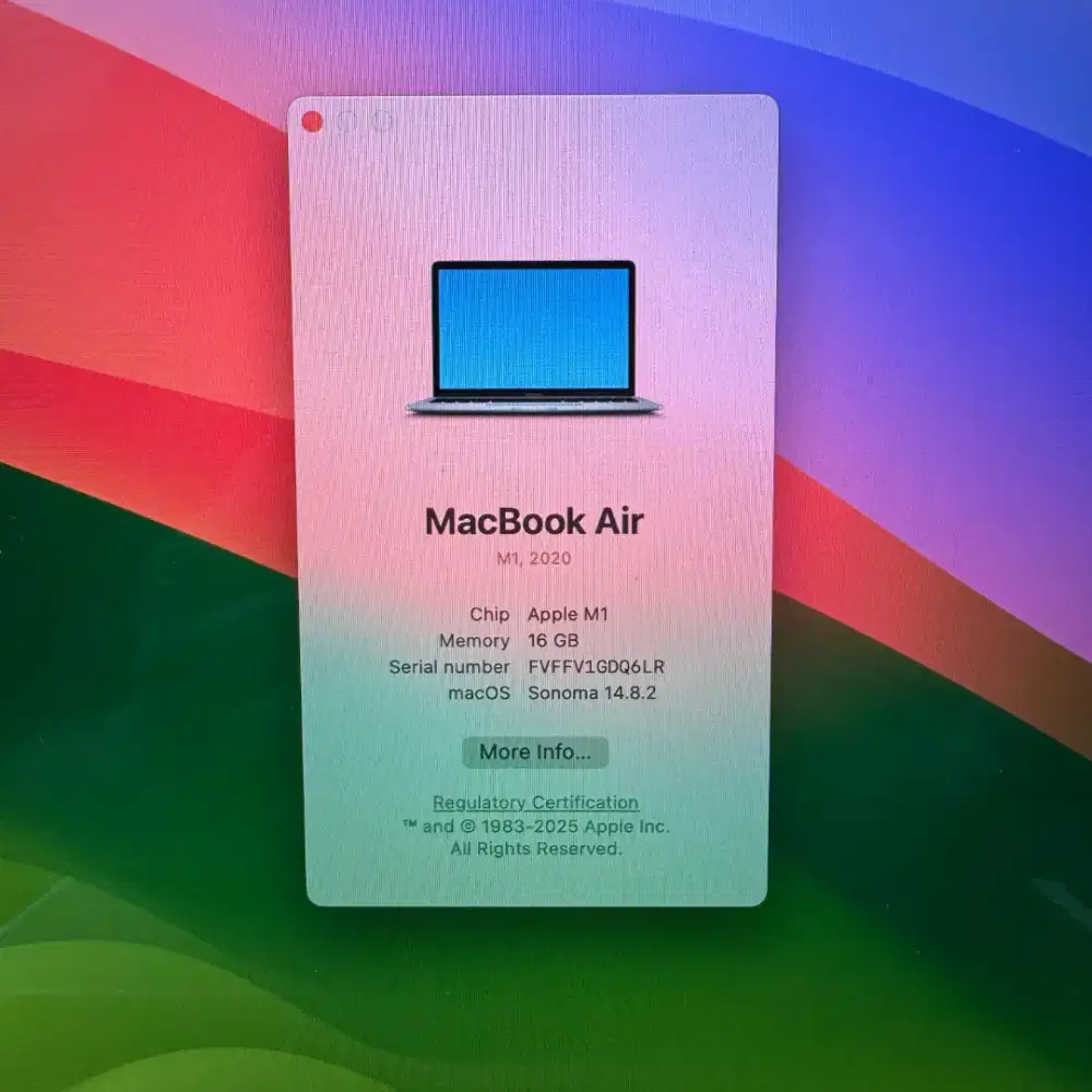 Macbook Air M1 13 Inch Ram 16 Ssd 256 lengkap full set Space Grey