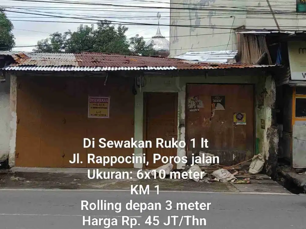 Di Sewakan Ruko 1 lt, jl Rappocini Raya, Poros jalan