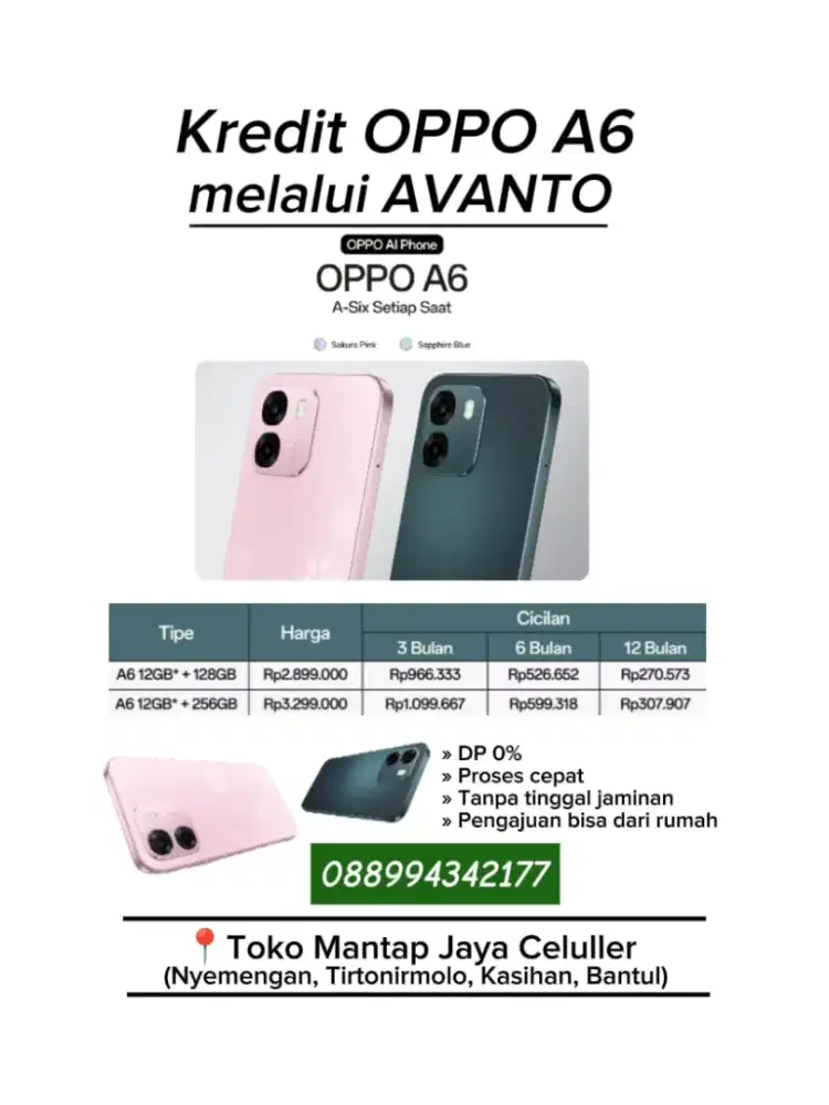 Kredit Oppo DP 0% melalui Avanto