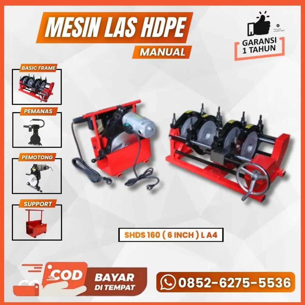 Mesin Penyambung Pipa Hdpe Type Manual 160 L A4 - Ukuran 1.5 - 6 Inch