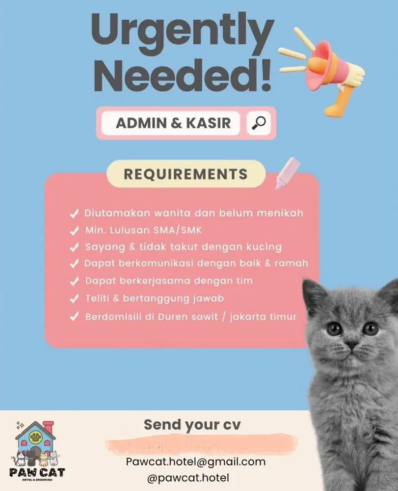 Lowongan Kerja Admin & Kasir