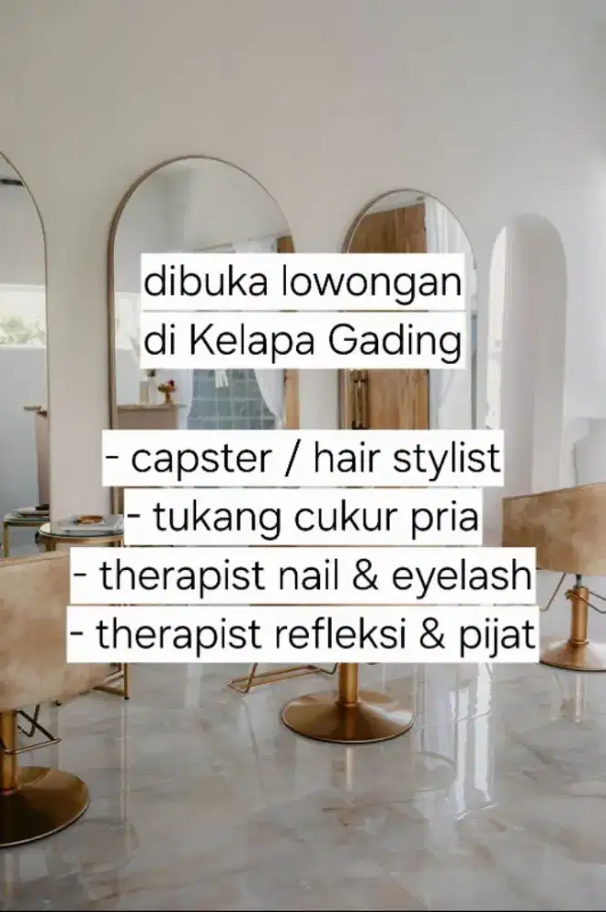 Dibutuhkan terapis dan capster untuk salon kecantikan