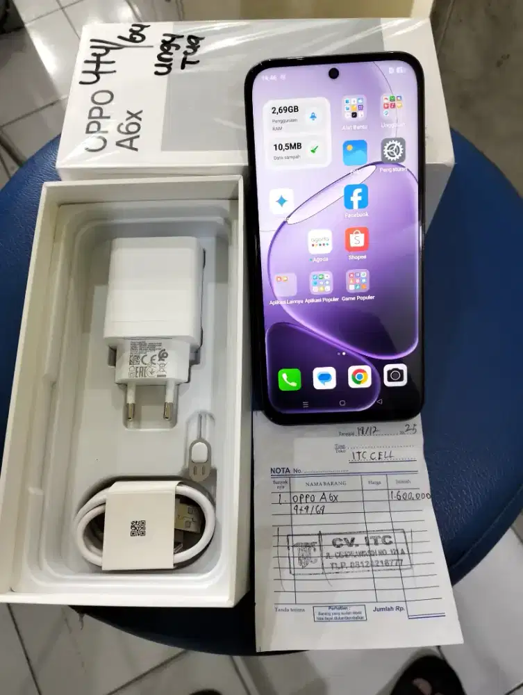 oppo A6x 4/64 pemakaian baru 2 hari