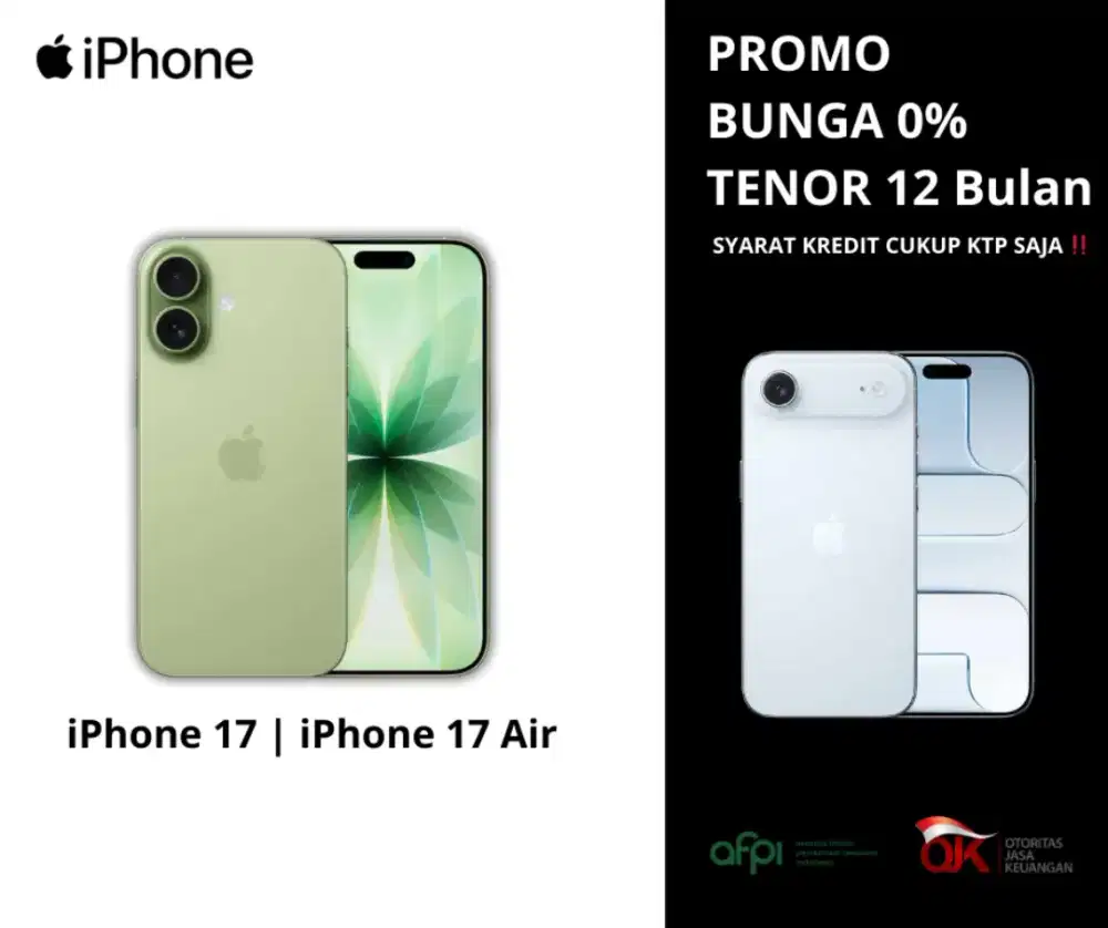 PEMBELIAN KREDIT IPHONE 17 | 17 AIR TENOR 12 BULAN PROMO BUNGA 0%