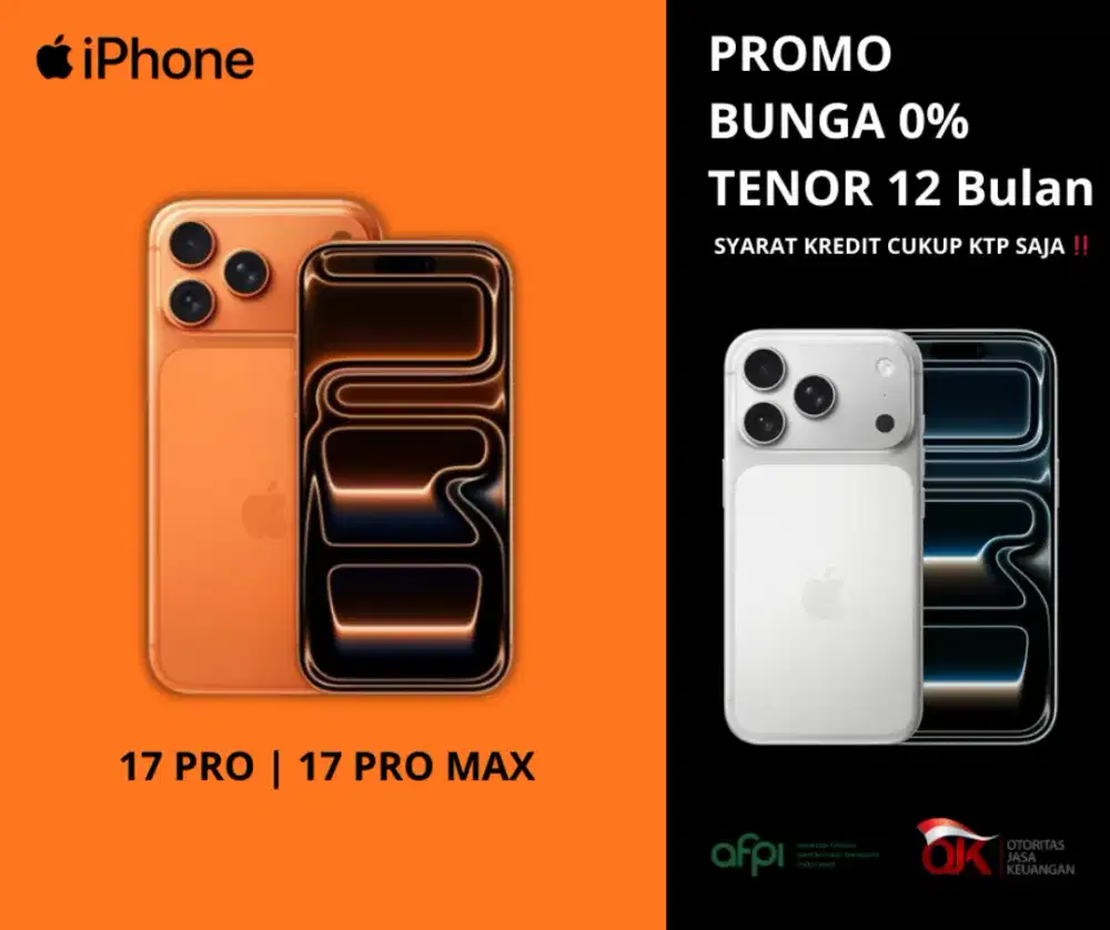 PEMBELIAN KREDIT IPHONE 17 PRO | 17 PRO MAX TENOR 12 BUNGA 0%