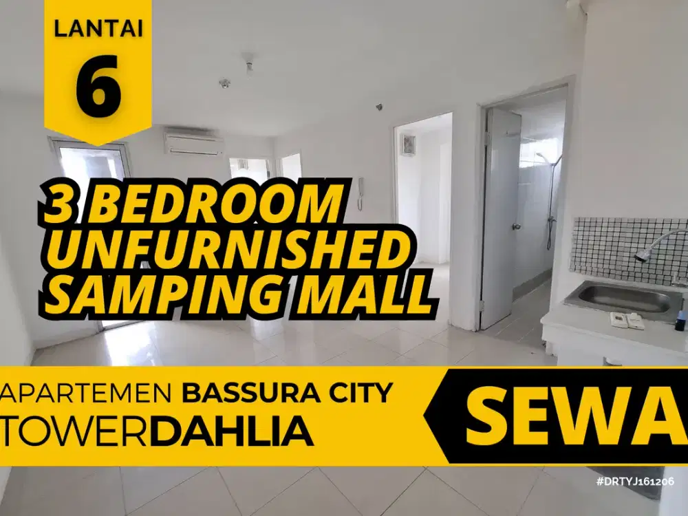Sewa 3 Kamar Kosongan Free IPL Samping Mall Apartemen Bassura City