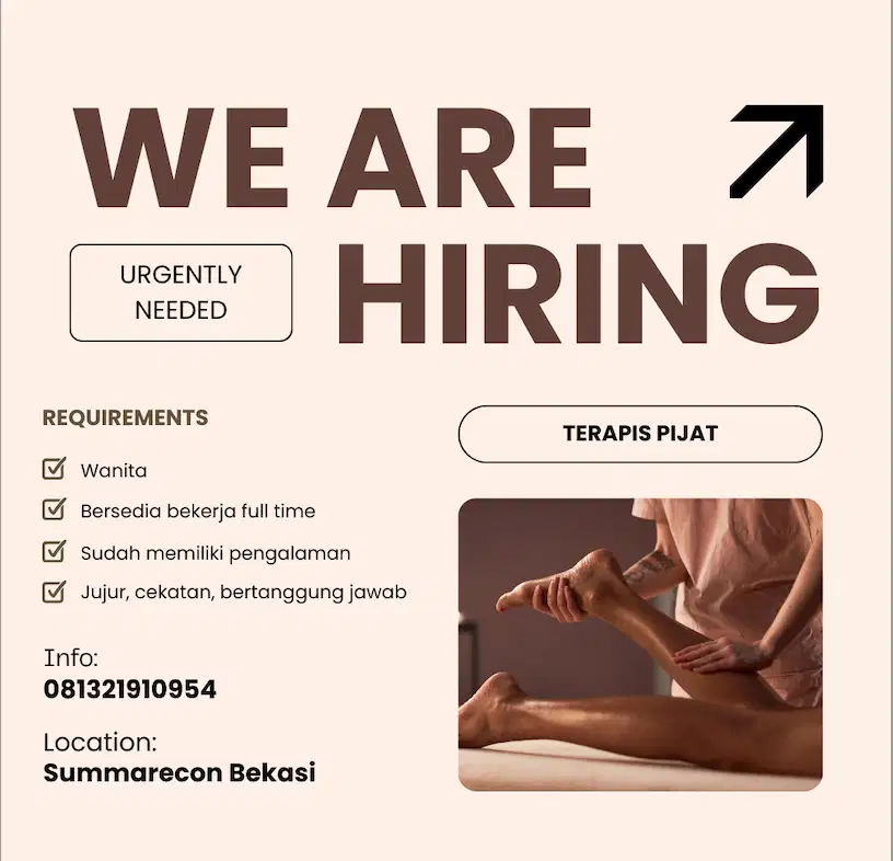 DIBUTUHKAN SEGERA TERAPIS PIJAT BERPENGALAMAN