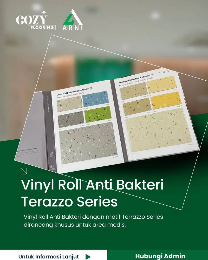 Vinyl Roll tebal 2mm Anti Bakteri | Vinyl Rumah Sakit motif Terazzo