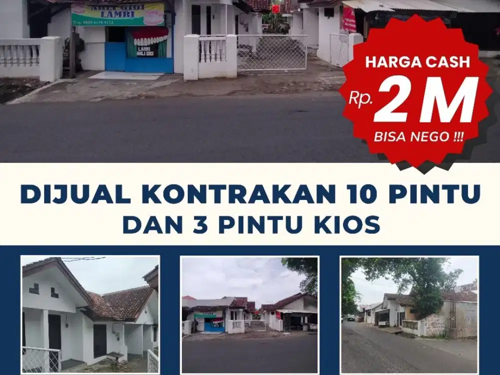DI JUAL KONTRAKAN 10 PINTU DAN KIOS TANAH LUAS 770 M2 DEKAT KAMPUS TERJANGKAU