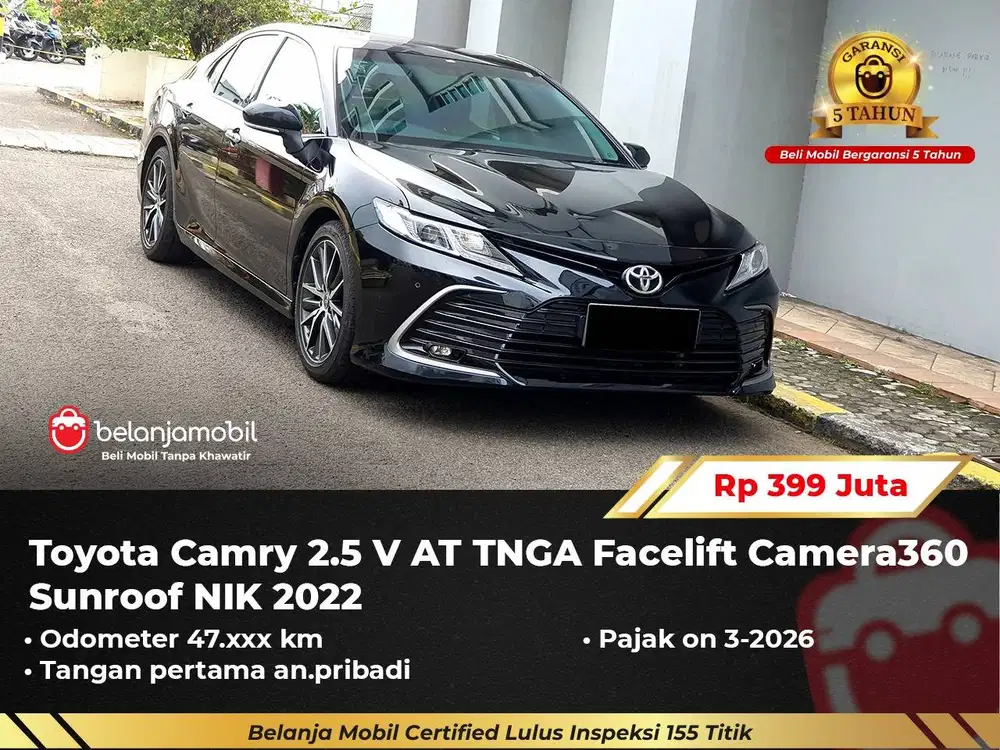 [ GARANSI 5TH ] Toyota Camry 2.5 V AT TNGA Facelift Sunroof 2022/2023
