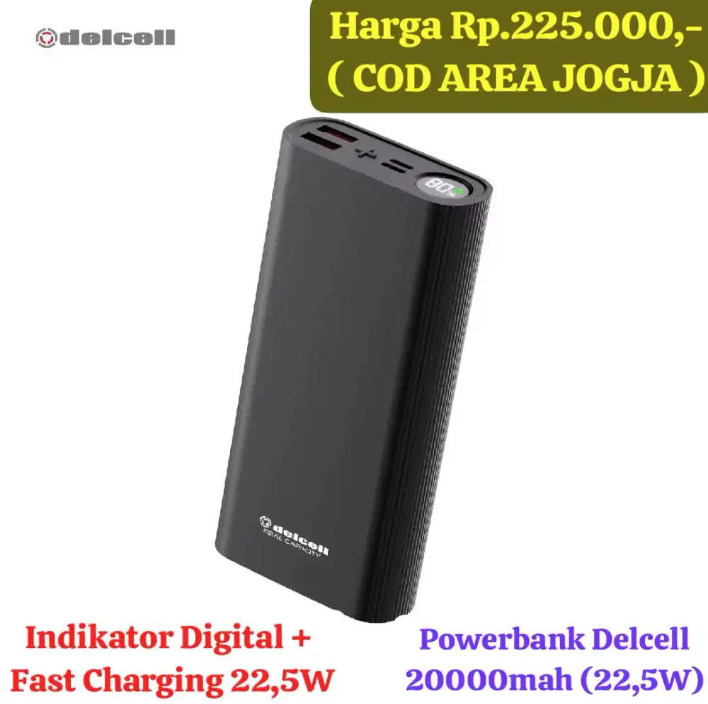 Powerbank Original Delcell 20000mah 22,5watt ( BISA COD )
