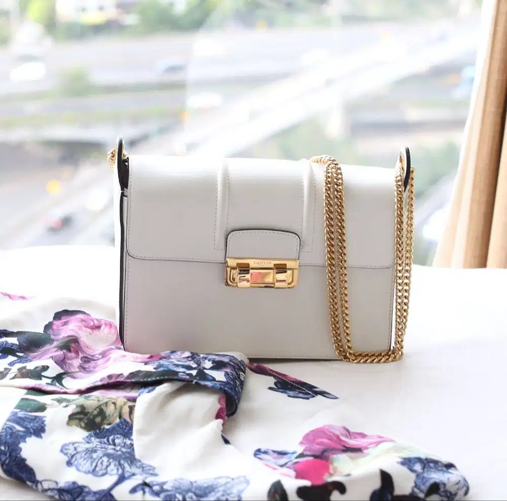 Lanvin Jiji Small Leather Shoulder Bag - White