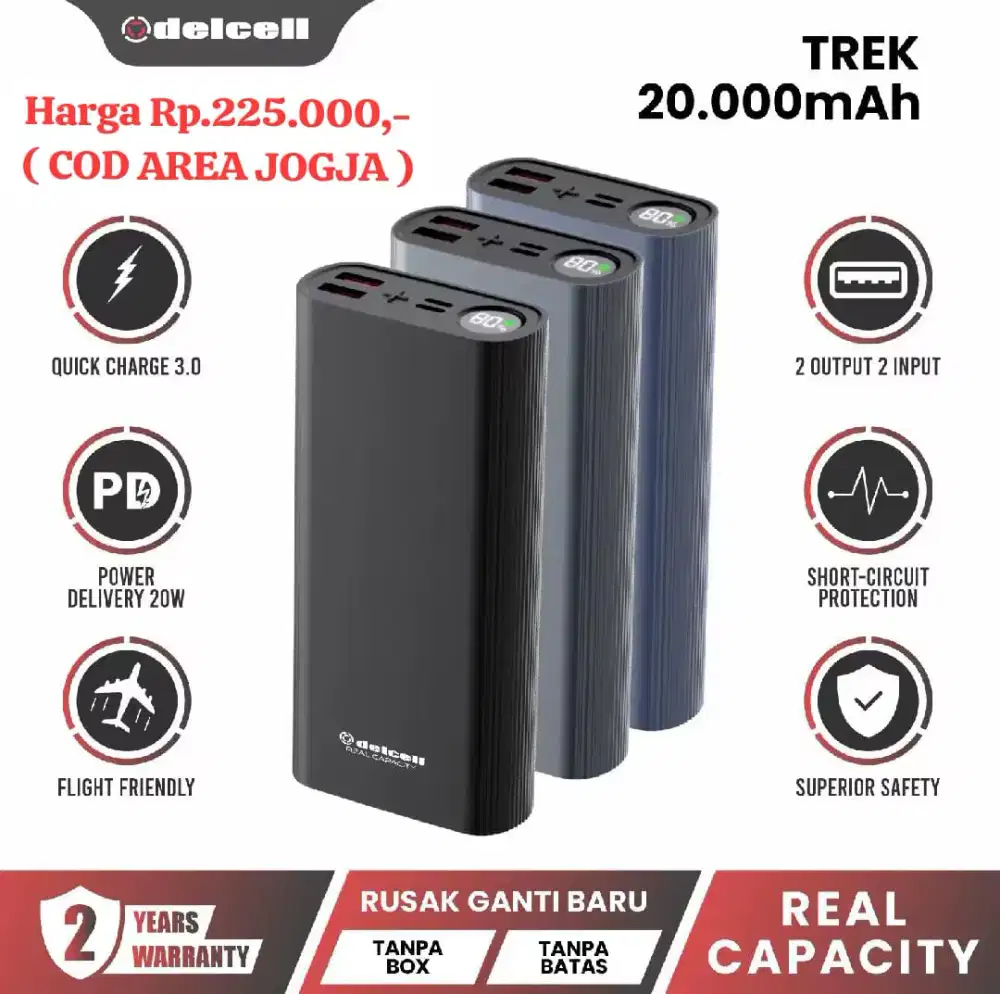 Powerbank Delcell 20000mah 22,5watt ( GRATIS ONGKIR )
