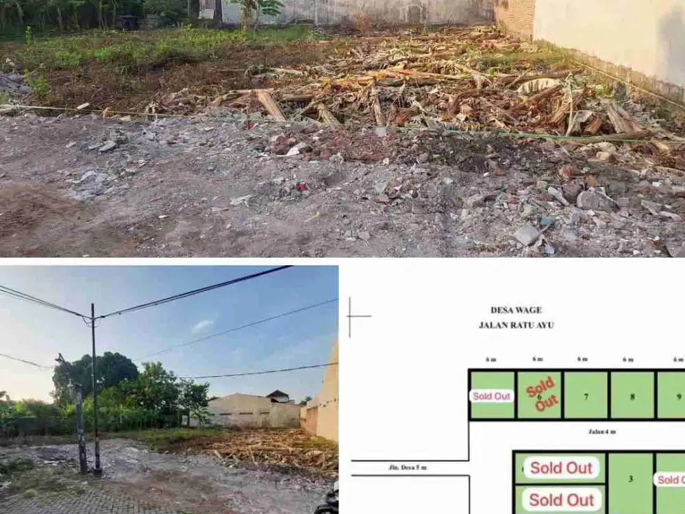 Tanah pekarangan siap bangun dekat pasar Wage Taman Sidoarjo