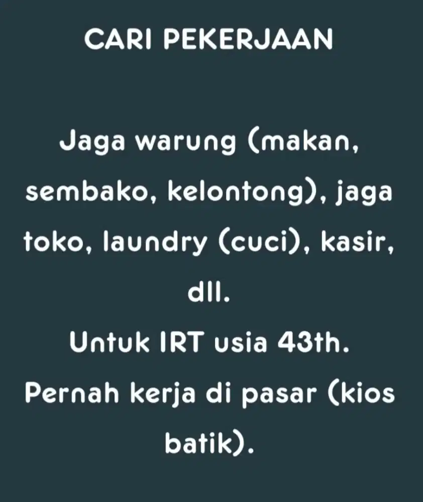 Cari Kerja untuk IRT