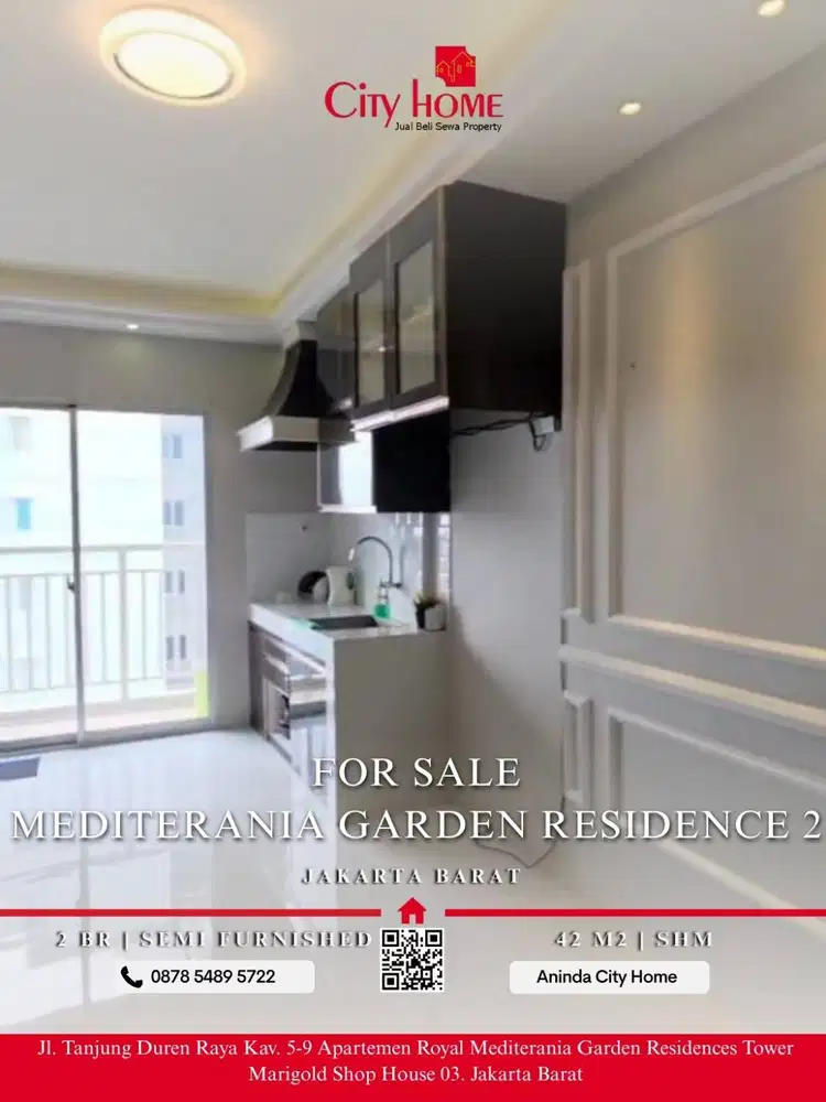 for sell apartemen 2br semi furnished medit 2 sudah shm