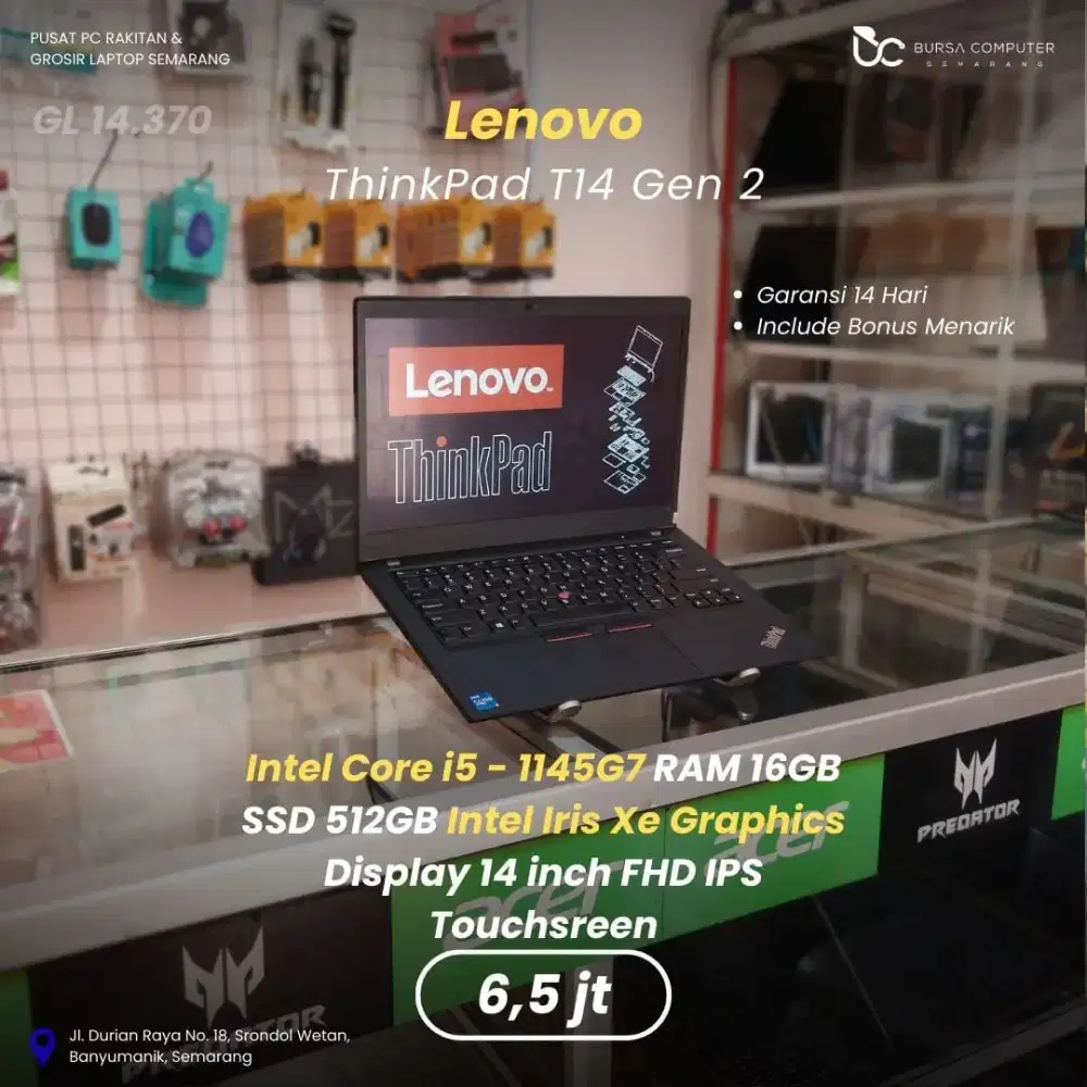 LENOVO Thinkpad T14 Gen 2 | Core i5 1145G7 16GB 512GB Touchscreen