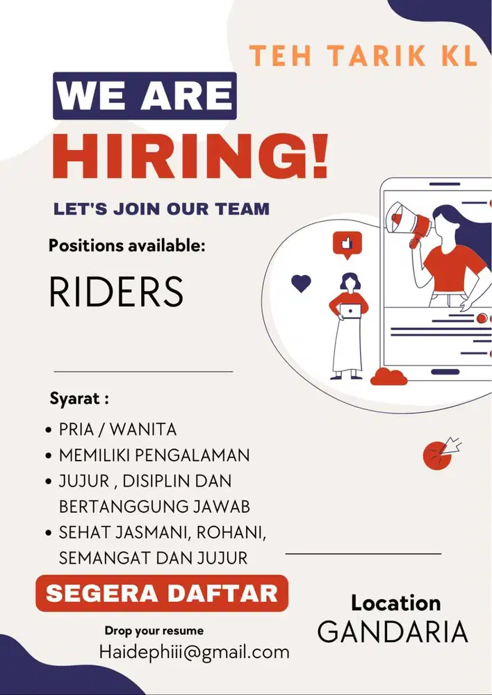 DIBUTUHKAN SEGERA RIDERS