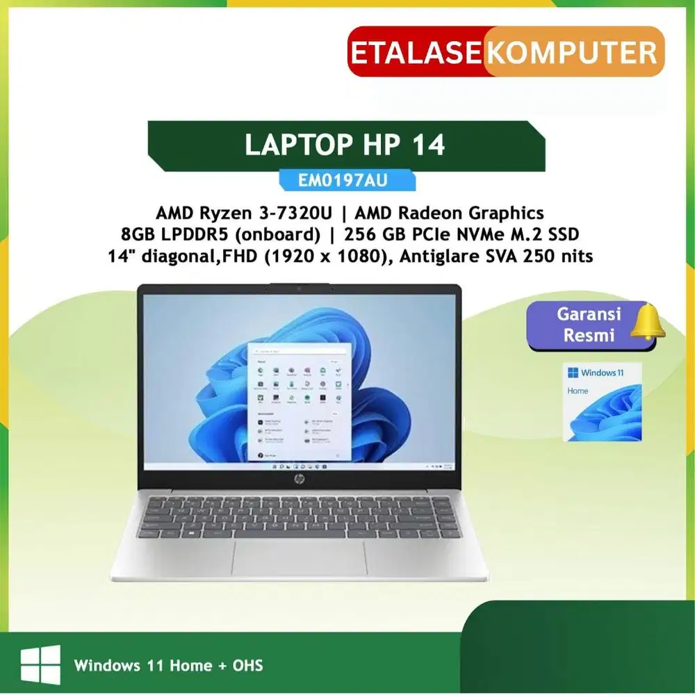 HP Laptop 14-EM0197AU  GARANSI RESMI 2 TAHUN