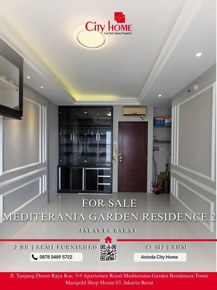 Jual murah apartemen sudah shm 2 kamar tipe semi furnished