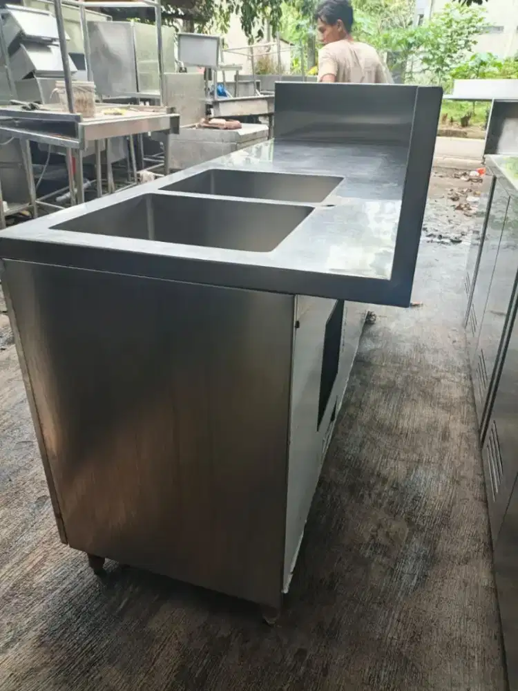 Sink stainles 2 lubang lemari cabinet
