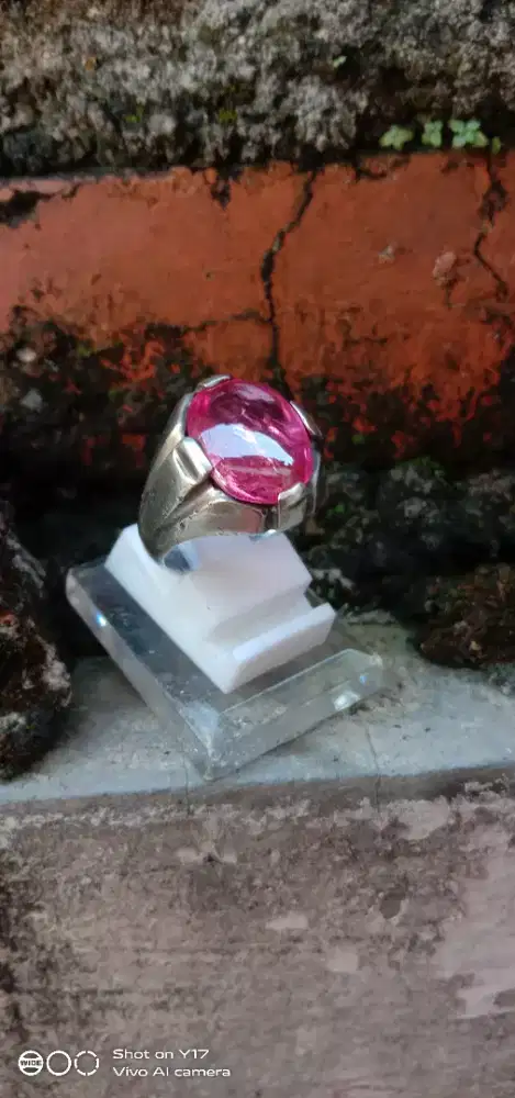 Batu Siam rose ring perak