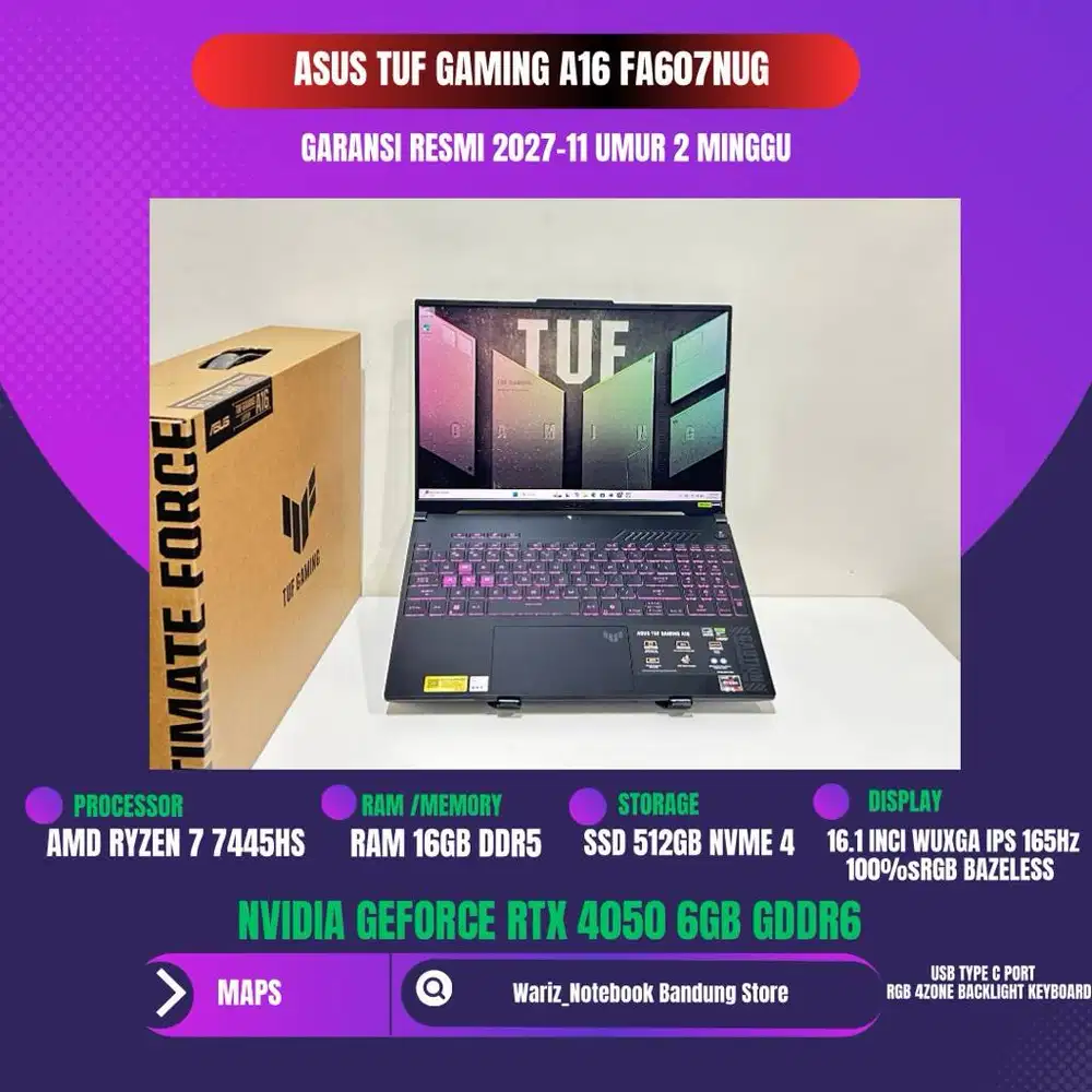 ASUS TUF GAMING A16 FA607NUG AMD RYZEN 7 7445HS NVIDIA RTX 4050 16.1in