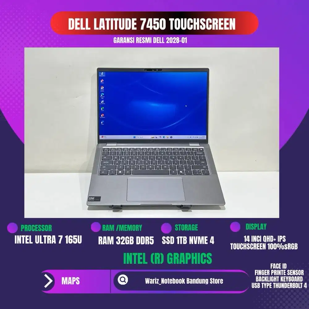 DELL LATITUDE 7450 ULTRALIGHT INTEL ULTRA 7 165U RAM 32GB SSD 1TB 14in