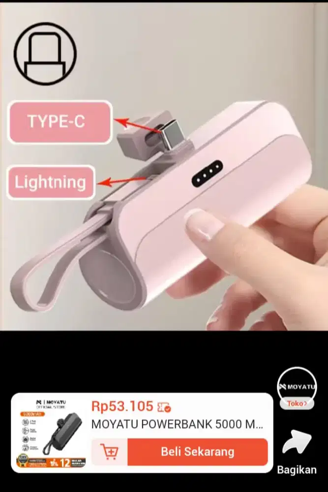 Jual cepat power bank 5000mah suport I-Phone dan pepsi harga nett