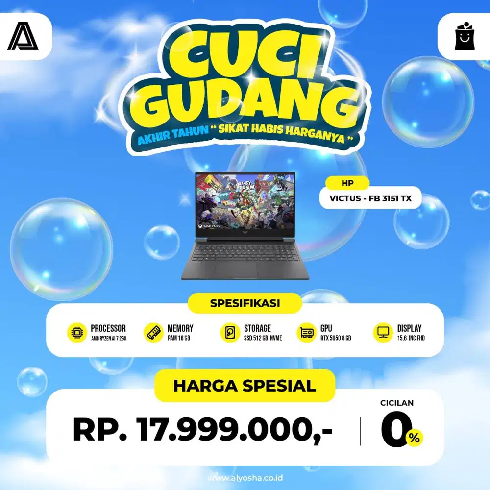PROMO Cuci Gudang HP Victus 15 FB3151AX Ryzen 7 260 16GB 512 RTX5050