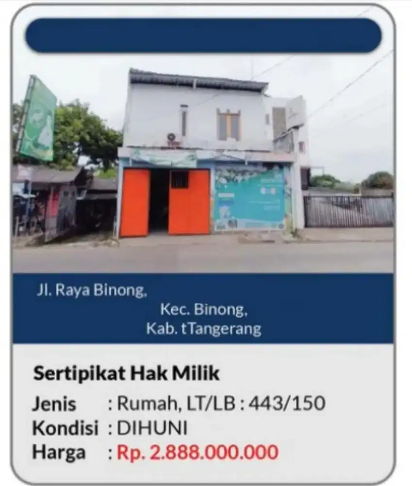 Rumah Jalan Raya Binong Strategis