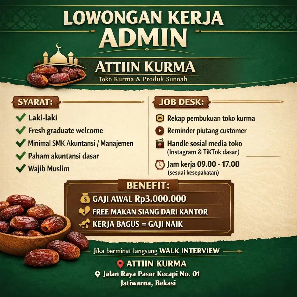 DIBUTUHKAN SECEPATNYA ADMIN TOKK