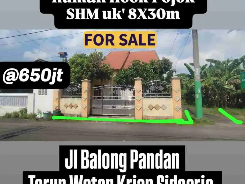 Krian Sidoarjo Rumah Hook 8X30m  @650jt