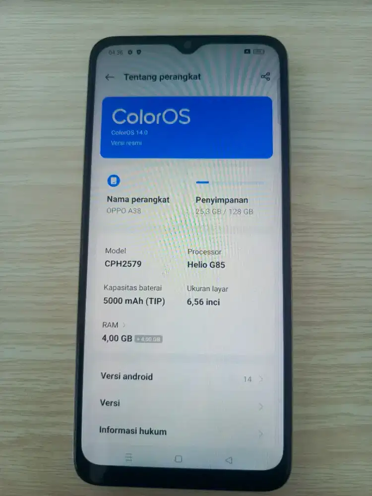 Oppo A38 RAM 4GB+4GB Memori Internal 128GB