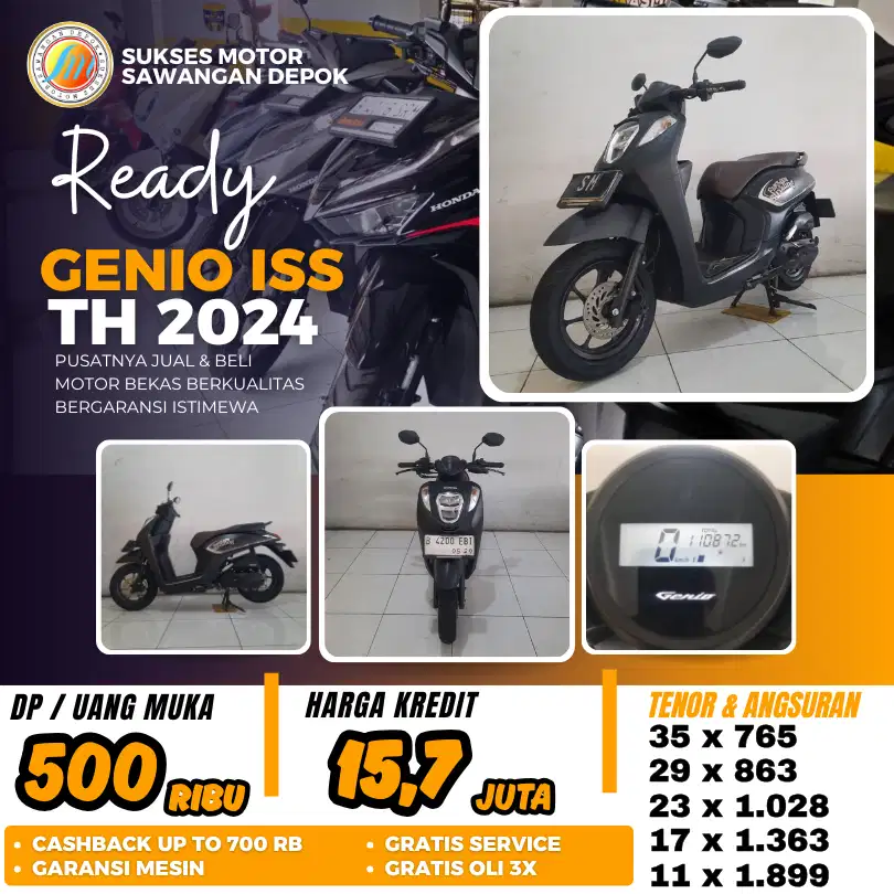 DP 500 BERGARANSI HONDA GENIO ISS TH 2024 UNIT MULUS BISA CASH KREDIT