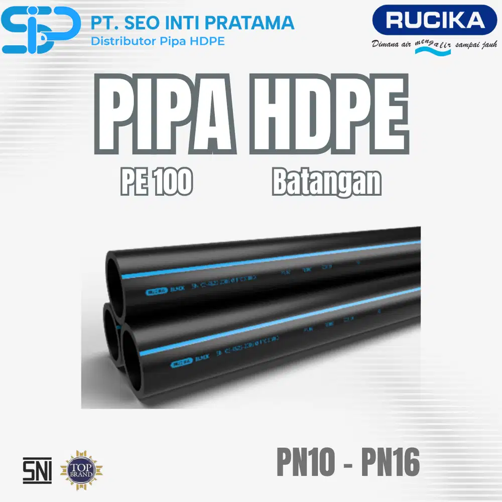 Pipa HDPE Rucika Batangan uk 6 inch 160mm Panjang 6 meter