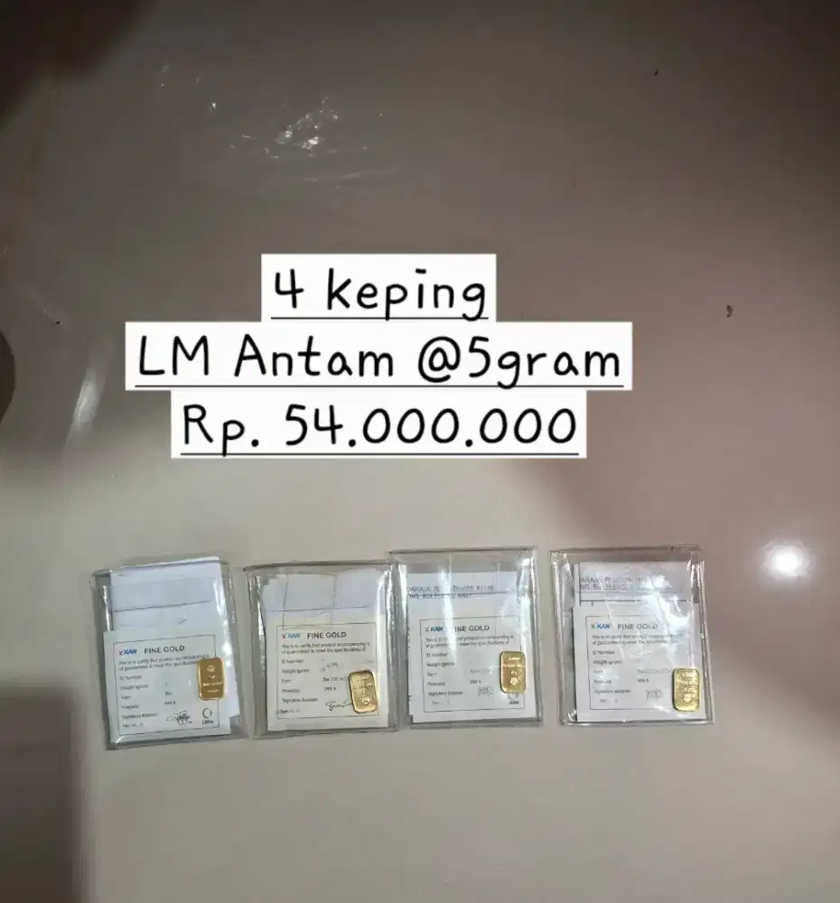 Emas Logam Mulia LM Antam 4 keping 5gram harga Rp.13.500.000/keping