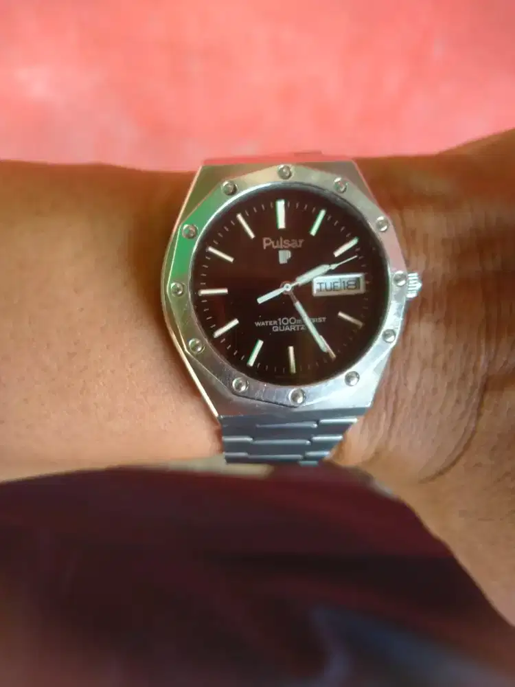 Vintage Pulsar LIP Day/Date Quartz 100M|Oktagonal Mirip Royal Oak