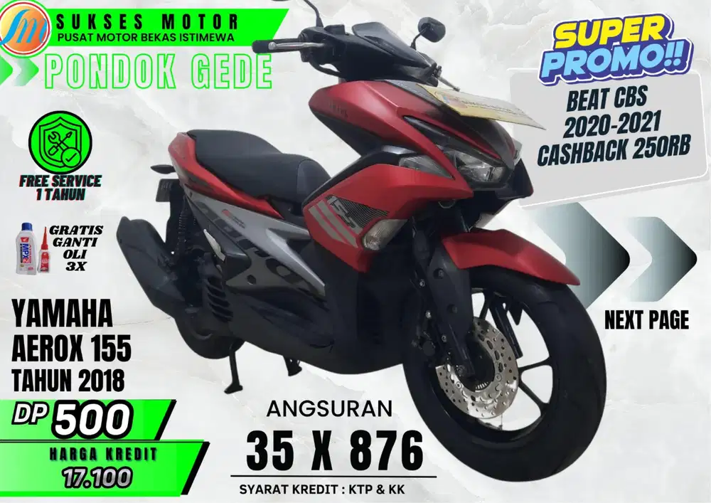 AEROX 155 TH 2018 DP MURAH ANGS RINGAN PROSES KREDIT MUDAH CEPAT