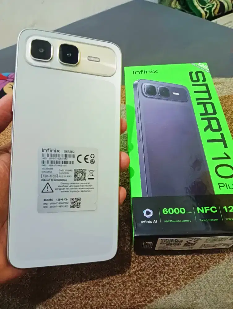 Infinix smart10 plus nfc ram8+8/128 fulset batre6000