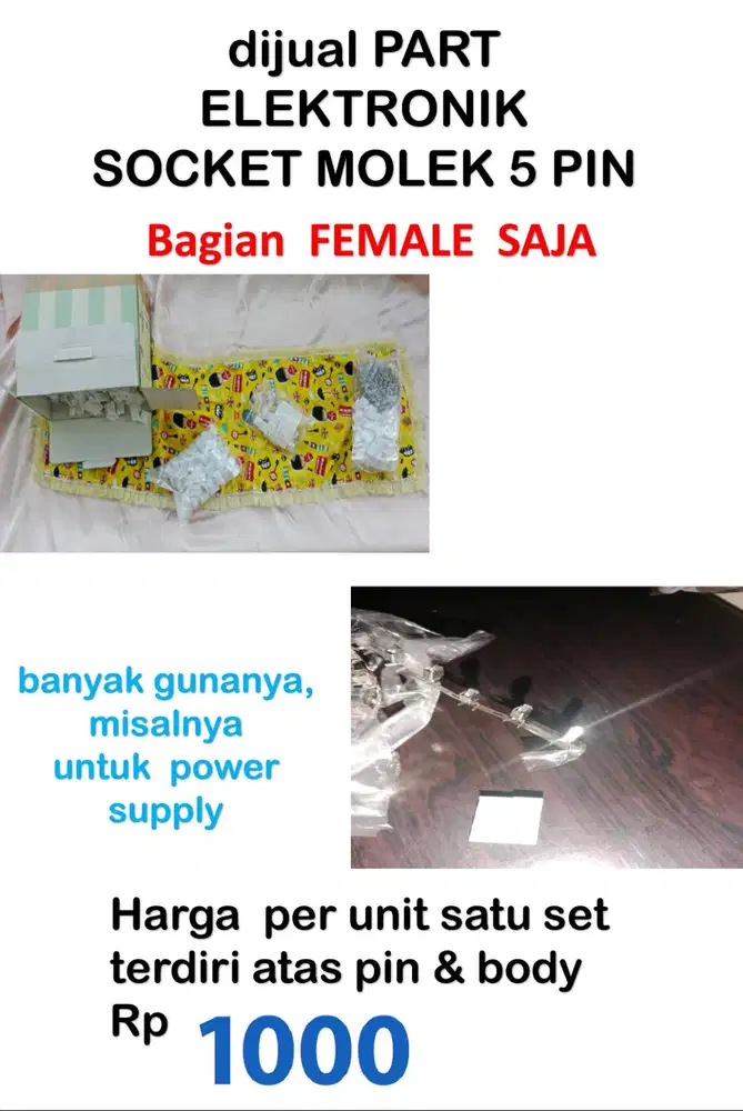 DIJUAL BANYAK NIH SOCKET MOLEK 5 PIN, BAGIAN FEMALE, PIN & BODY. Murah