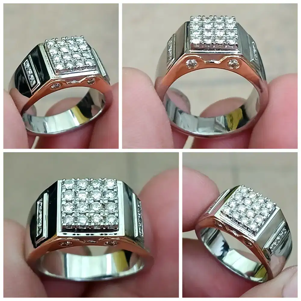 Natural Diamond Berlian Asli 0.90cts (28pcs) Set In Silver Ring