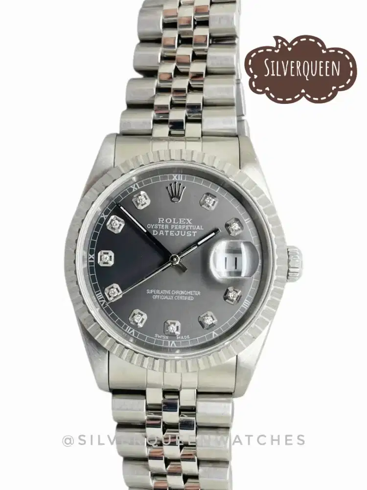 Rolex Men Datejust Grey Indek Diamond