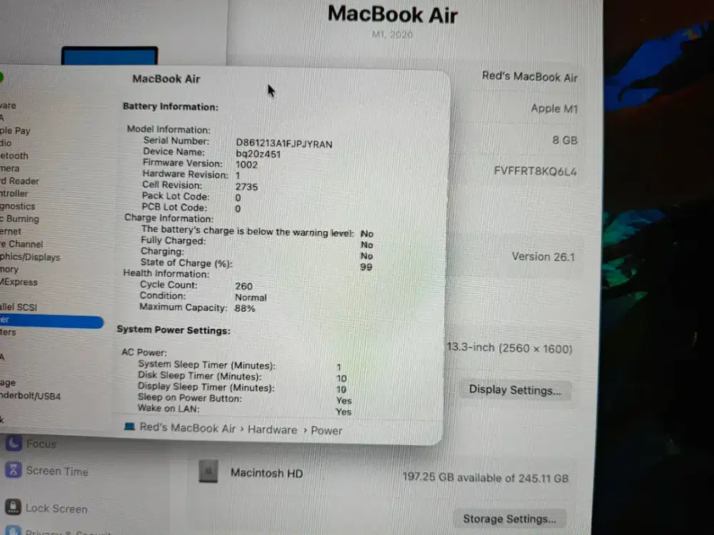 Macbook Air M1 2020 13 inch retina fulset komplit dus 100% normal