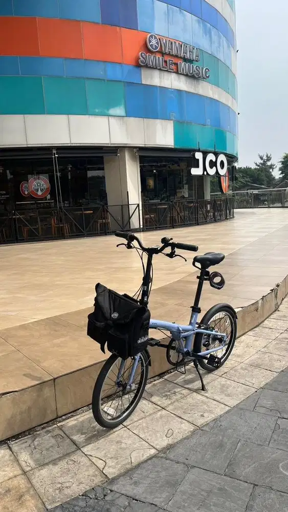 Sepeda Lipat Btwin Fold 500 Biru Indigo 7 Speed 20 Alumunium