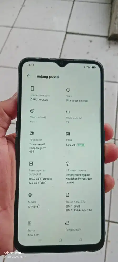 Oppo. A9 resmi. 8/128 mnus gantian lcd normal semua